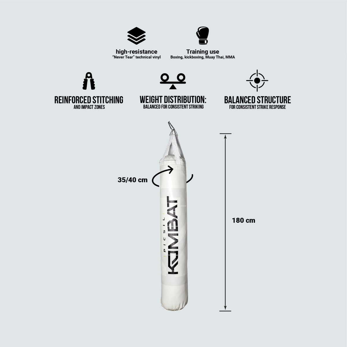 Saco de Kickboxing NEVER TEAR KOMBAT